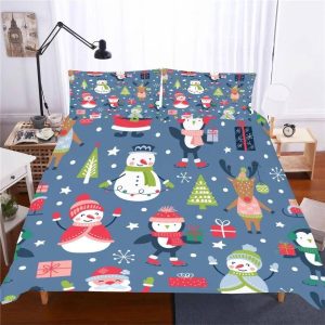 2019 Christmas Santa Claus #10 Duvet Cover Pillowcase Bedding Set Home Decor