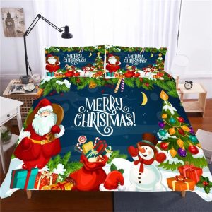 2019 Christmas Santa Claus #9 Duvet Cover Pillowcase Bedding Set Home Decor