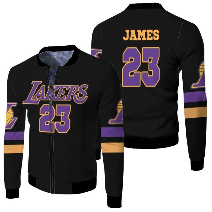 23 Lebron James Lakers Inspired Style Fleece Bomber Jacket