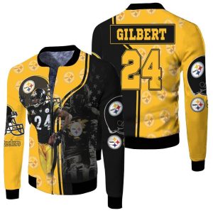 24 Justin Gilbert 24 Player Pittsburgh Steelers 2020 NFL Season Fleece Bomber Jacket