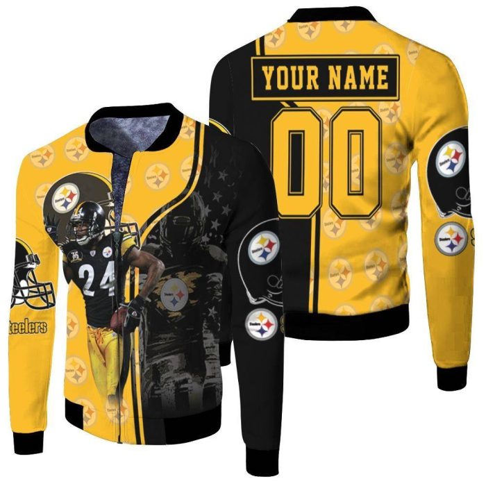 24 Justin Gilbert 24 Player Pittsburgh Steelers Personalized 2020 NFL Personalized Fleece Bomber Jacket