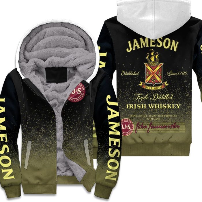 3D Bomber Jameson Irish Whiskey Triple Distilled Logo For Lovers 3D Unisex Fleece Hoodie