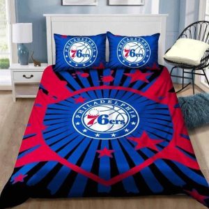 3D NBA Philadelphia 76ers Basketball Logo Bedding Set- 1 Duvet Cover & 2 Pillow Cases