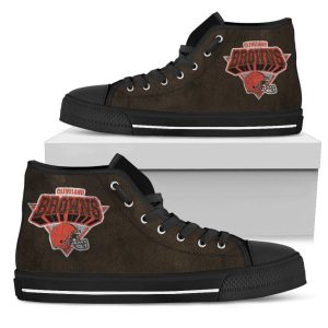 3D Simple Logo Cleveland Browns NFL Custom Canvas High Top Shoes