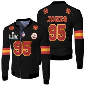 95 Chris Jones Kannas City 1 Inspired Style Fleece Bomber Jacket