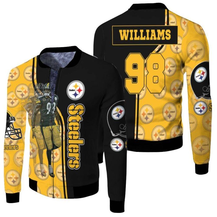 98 Vince Williams Great Player Pittsburgh Steelers 2020 NFL Season Fleece Bomber Jacket