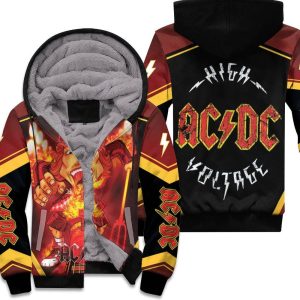 Acdc Angus Young Devil Flaming Train Unisex Fleece Hoodie
