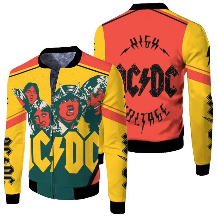 Acdc Demon Red Yellow Fleece Bomber Jacket