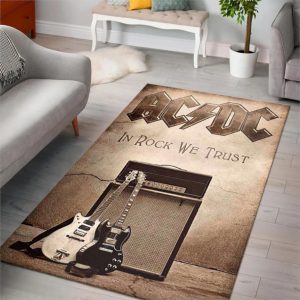 Acdc In Rock We Trust Area Rug Rugs For Living Room Rug Home Decor