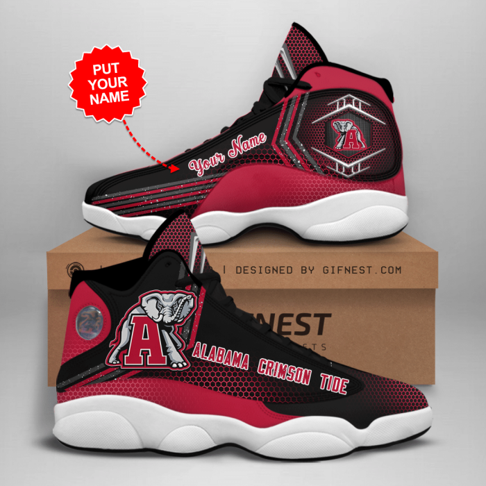 Alabama Crimson Tide Men'S Jordan 13 Custom Name Personalized Shoes
