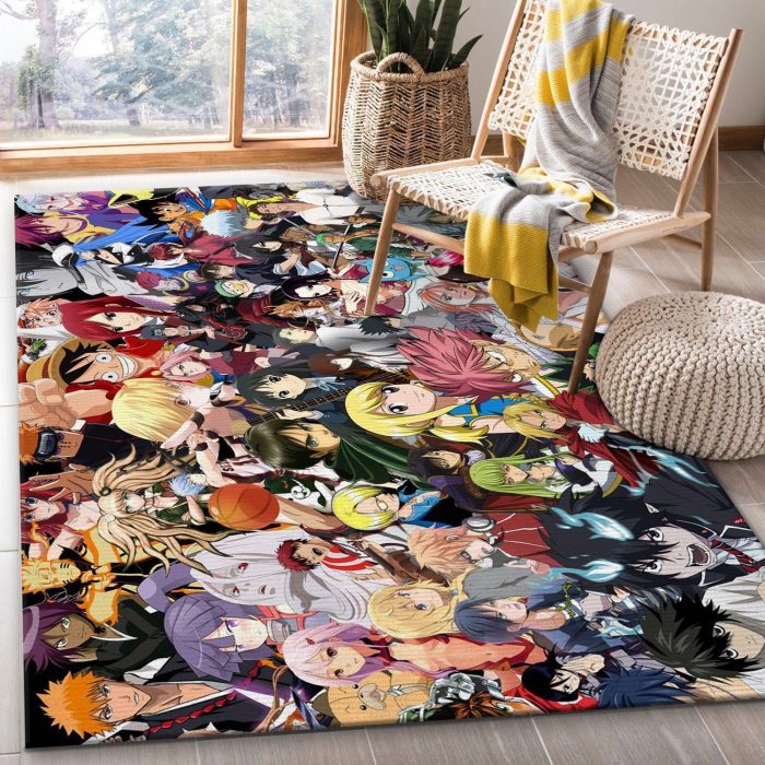 All Characters Anime Manga Crossover Rug Living Room Rug