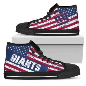 America Flag Italic Vintage Style New York Giants NFL Custom Canvas High Top Shoes