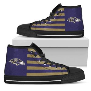 American Flag Baltimore Ravens NFL Custom Canvas High Top Shoes