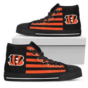 American Flag Cincinnati Bengals NFL Custom Canvas High Top Shoes