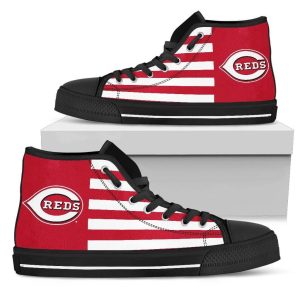 American Flag Cincinnati Reds MLB Custom Canvas High Top Shoes