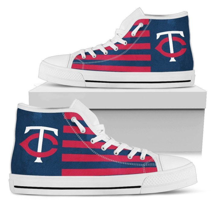 American Flag Minnesota Twins MLB 1 Custom Canvas High Top Shoes