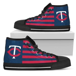 American Flag Minnesota Twins MLB Custom Canvas High Top Shoes