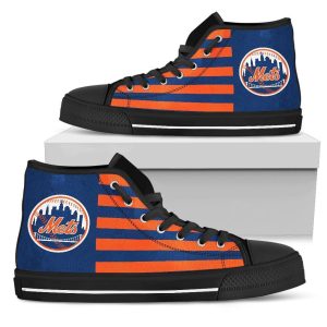 American Flag New York Mets MLB Custom Canvas High Top Shoes