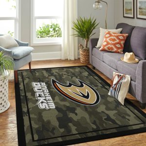 Anaheim Ducks Nhl Team Logo Camo Style Nice Gift Home Decor Rectangle Area Rug