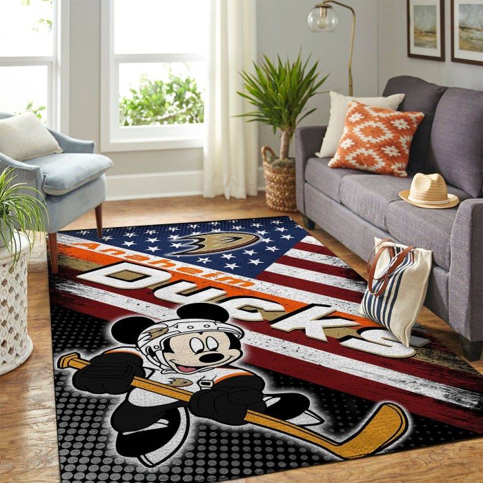 Anaheim Ducks Nhl Team Logo Mickey Us Style Nice Gift Home Decor Rectangle Area Rug