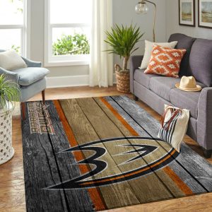 Anaheim Ducks Nhl Team Logo Wooden Style Nice Gift Home Decor Rectangle Area Rug