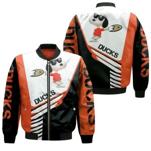 Anaheim Ducks Snoopy For Fans 3D Bomber Jacket