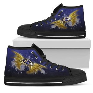 Angel Wings Baltimore Ravens NFL Custom Canvas High Top Shoes
