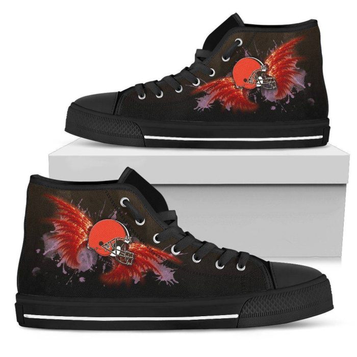 Angel Wings Cleveland Browns NFL Custom Canvas High Top Shoes