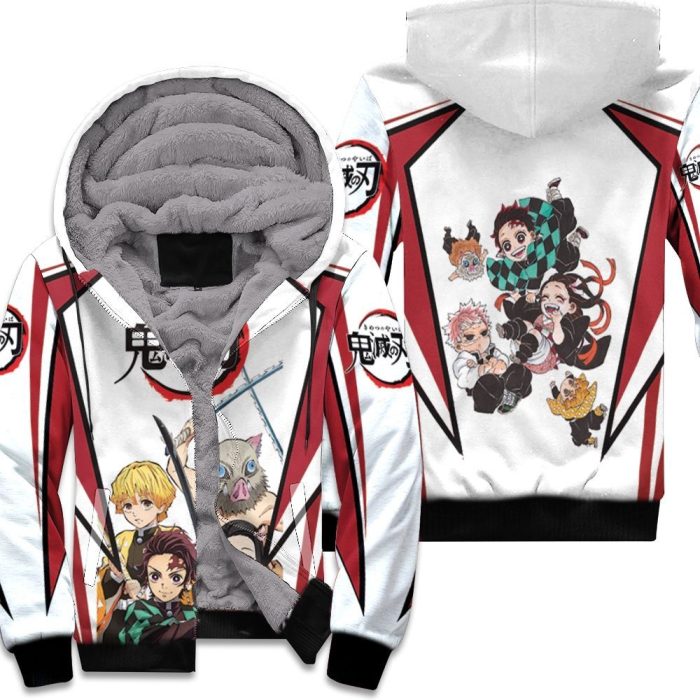 Anime Kimetsu No Yaiba Tanjiro And Friends Unisex Fleece Hoodie