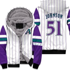 Arizona Diamondbacks Randy Johnson 51 Mlb White Purple Inspired Style Unisex Fleece Hoodie