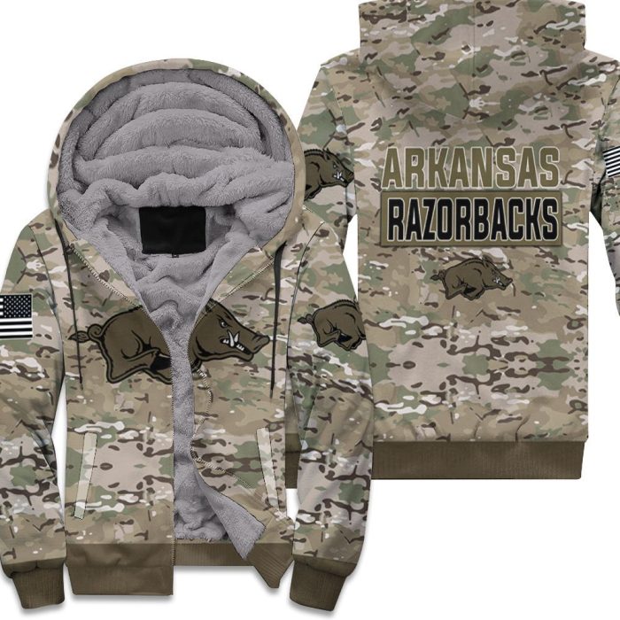 Arkansas Razorbacks Camo Pattern 3D Unisex Fleece Hoodie