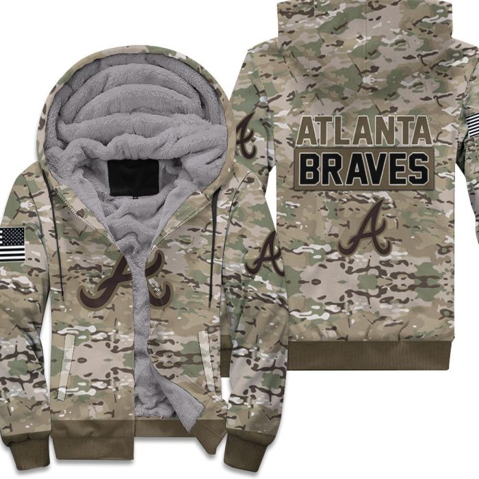 Atlanta Braves Camouflage Veteran 3D Unisex Fleece Hoodie