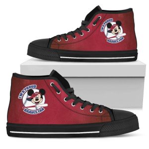 Atlanta Braves Mickey Mouse MLB Custom Canvas High Top Shoes