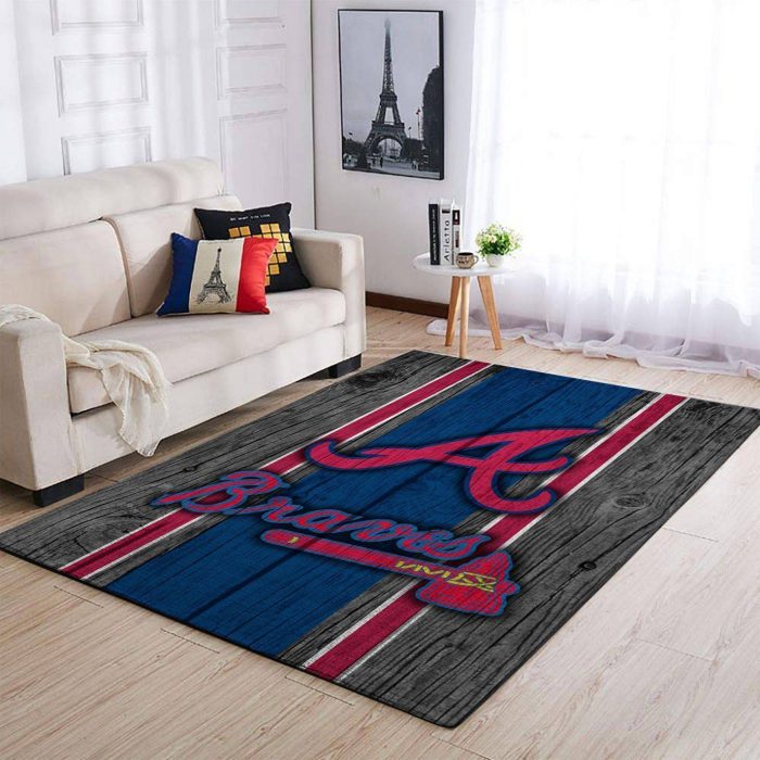 Atlanta Braves Mlb Team Logo Wooden Style Style Nice Gift Home Decor Rectangle Area Rug