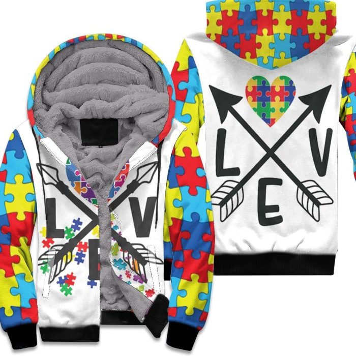 Autism Arrow Love Autism Support Unisex Fleece Hoodie