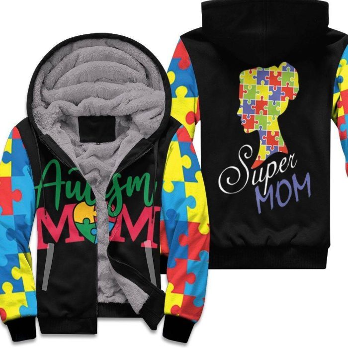 Autism Mom Super Mom Unisex Fleece Hoodie