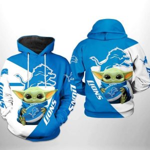 Baby Yoda Detroit Lions 42 Gift For Fan 3D T Shirt Sweater Zip Hoodie Bomber Jacket