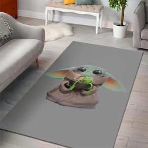 Baby Yoda Hug Kermit Frog Area Rug Rugs For Living Room Rug Home Decor