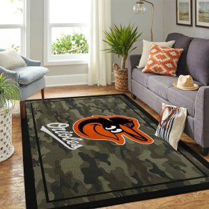 Baltimore Orioles Mlb Team Logo Camo Style Nice Gift Home Decor Rectangle Area Rug