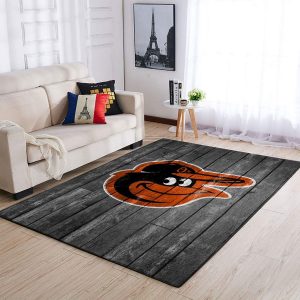 Baltimore Orioles Mlb Team Logo Grey Wooden Style Style Nice Gift Home Decor Rectangle Area Rug