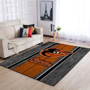 Baltimore Orioles Mlb Team Logo Wooden Style Style Nice Gift Home Decor Rectangle Area Rug
