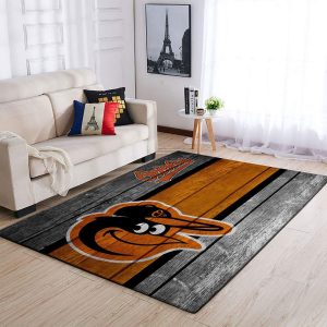 Baltimore Orioles Mlb Team Logo Wooden Style Style Nice Gift Home Decor Rectangle Area Rug