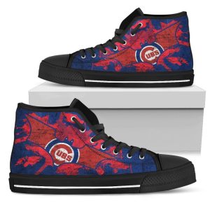Batman Style Chicago Cubs MLB Custom Canvas High Top Shoes