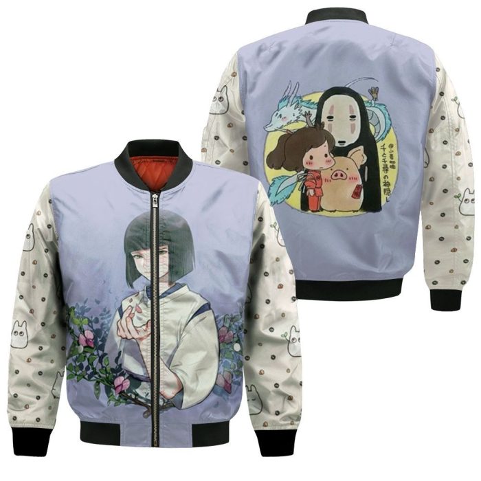 Beautiful Nigihayami Kohaku Nushi Flower Spirited Away Ghibli Studio Anime Fan Bomber Jacket