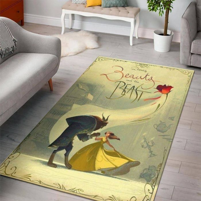 Beautiful and The Beast Living Room Cartoon Floor Carpet Rectangle Rug