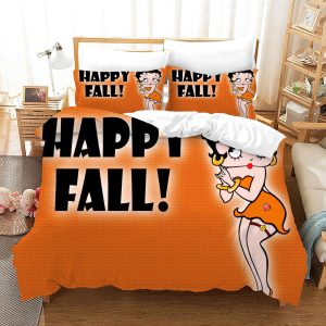 Betty Boop Happy Fall #18 Duvet Cover Pillowcase Bedding Set Home Bedroom Decor