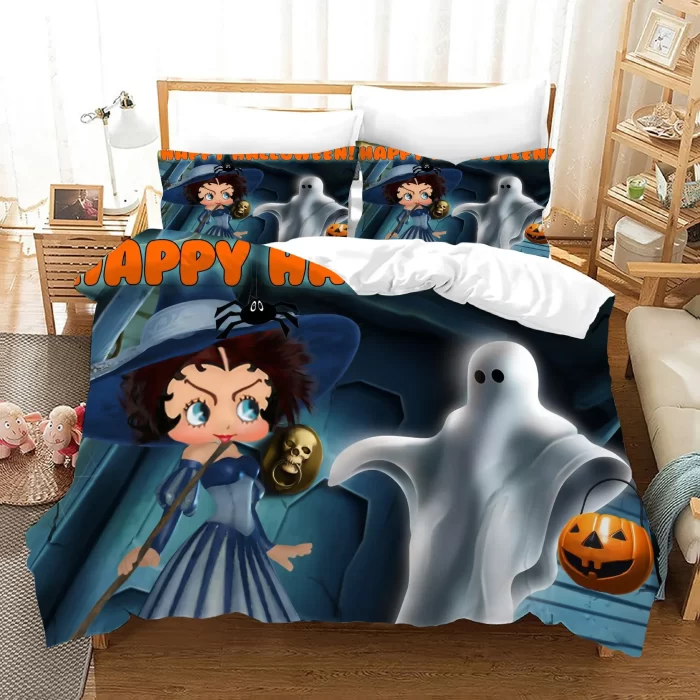Betty Boop Happy Halloween #17 Duvet Cover Pillowcase Bedding Set Home Bedroom Decor