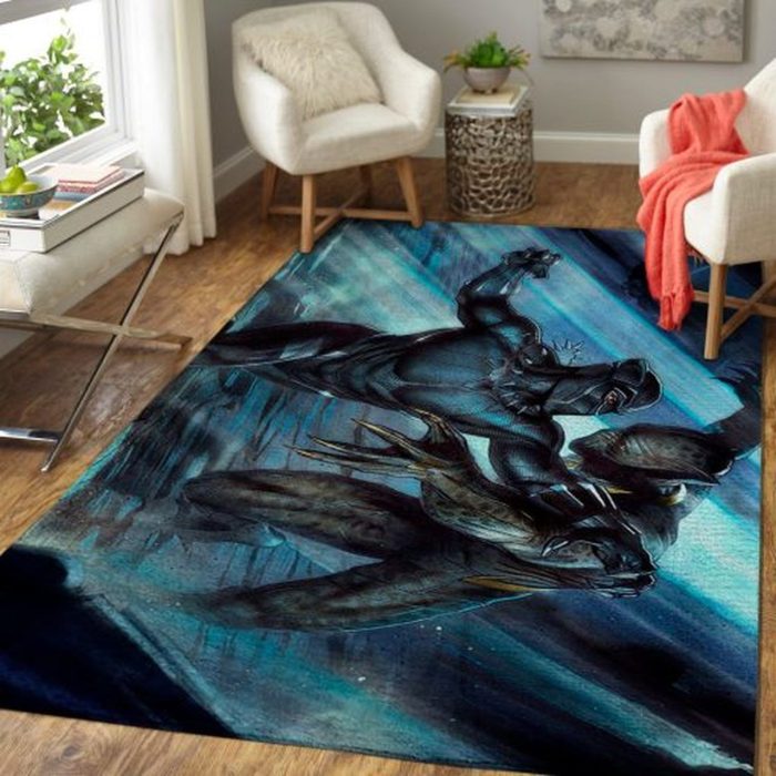 Black Panther Vs Erik Killmonger Black Panther Movie Area Rugs Living Room Carpet Floor Decor