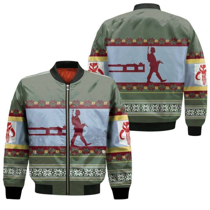 Boba Fett Nordic Christmas Knitting Pattern 3D Bomber Jacket