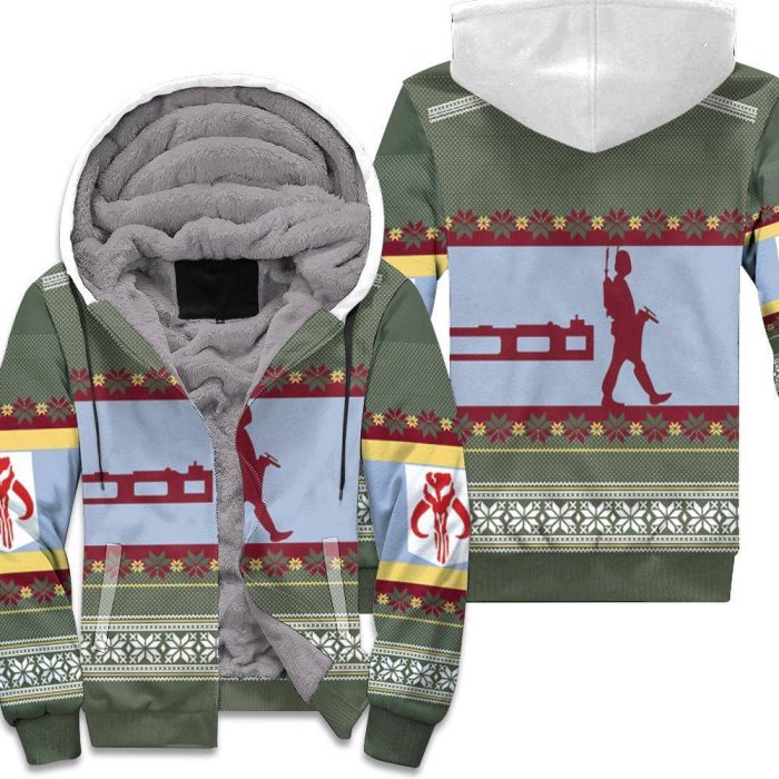 Boba Fett Nordic Christmas Knitting Pattern 3D Unisex Fleece Hoodie